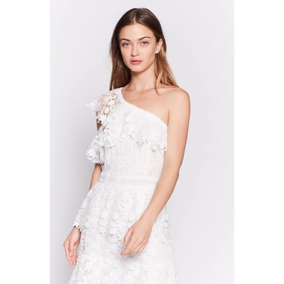 NWT!! JOIE Belisa White Lace Dress One Shoulder Porcelain Bridal Rehearsal 6 - Picture 6 of 16